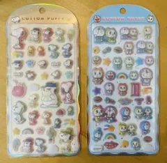 コットンパフィシール スヌーピー・ 도라에몽 2種セット