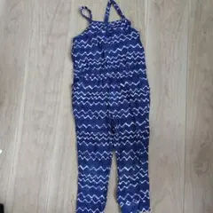 ネイビーとホワイトのジグザグオーバーオール