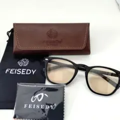 【新品】FEISEDY サングラス ウェリントン型 ブラウンレンズ ケース付きのサムネイル