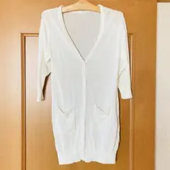 CINEMA CLUB ロングカーディガン　シースルー　七分袖　白