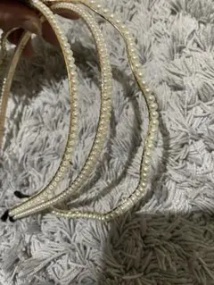 ラティス lattice 3連ゴールド うねうねカチューシャ パール ヘアアクセ