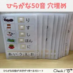 ひらがな50音穴埋め モンテッソーリ 療育教材 特別支援 学習支援