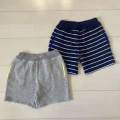 【ユニクロ】キッズ　ショートパンツ　2枚セット　グレー　ネイビー　100①