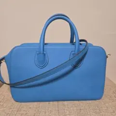美品ミラオーウェン青色 ハンドバッグ ショルダーストラップ付き