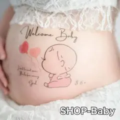 ピンク赤ちゃん　マタニティシール　マタニティフォトシール　マタニティフォト