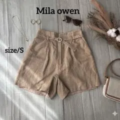 Mila owen／リネンショートパンツ／リネン混／涼しい素材／ベージュ系／Sのサムネイル