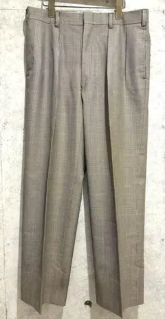 J.PRESS グレンチェック柄 ブラウン タックプリーツ スラックス