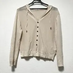 カーディガン 夏用 ホワイト ベージュ フード付き 紫外線対策　UVカット