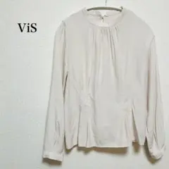 ビス　長袖　スタンドカラー　ブラウス　オフィス　ベージュ　F フリーサイズのサムネイル