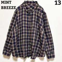 MINT BREEZE 長袖 チェックシャツ ネイビー ブラウン 13 トップスのサムネイル