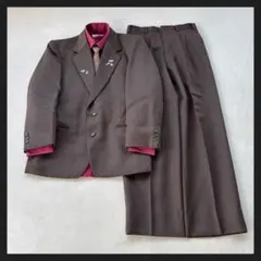 【vintage☆希少】4点 セットアップ スーツ ダークブラウンピンズ 成人式