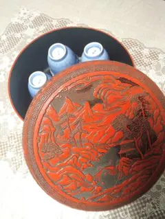 茶櫃☆お茶道具入れ＆李峰☆有田焼☆湯呑み-9客セット