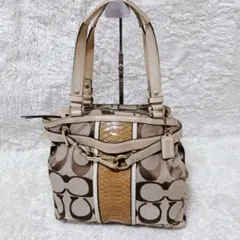 COACH archive Hamptons stripe tote bag - メルカリ