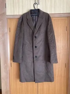 ユニクロ　ロングコート　チェスターコート　チェック柄