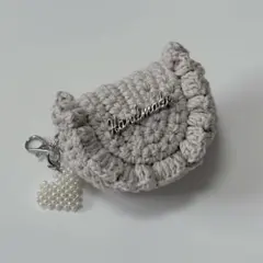 ハンドメイド 編み物 かぎ編み ミニ ポーチ キーホルダー フリル
