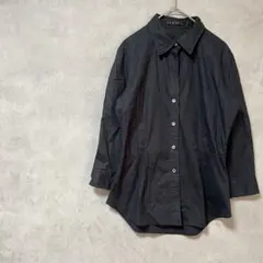 セオリー　7分袖　シャツ　黒　コットン　綿　春夏秋　シンプル　カジュアル