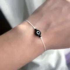 ブレスレット　トルコのアクセサリー　ナザールボンジュウ　黒