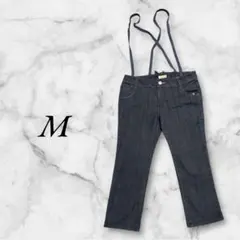 フェリシモ　ジーパン　デニムサロペット　サスペンダー付き　Mサイズ　ステッチのサムネイル