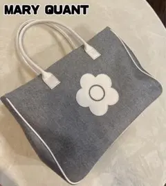 極美品♡大容量♡MARY QUANT♡トートバッグ♡グレー♡ホワイト♡ツイード