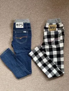 MPS スリムフィットデニムとチェックパンツ　140㎝　2着セット