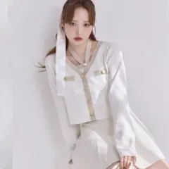 ナイスクラップ 配色ラメニットカーデ ホワイト