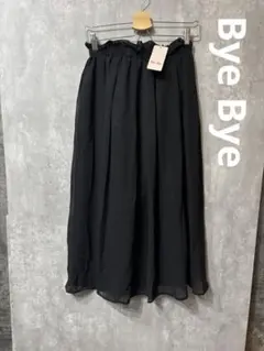【新品タグ付】Bye Bye シフォン ロングスカート 黒 ウエストゴム フリルのサムネイル