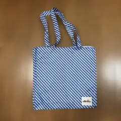 ellesse 青と白のチェック マチありトートバッグ