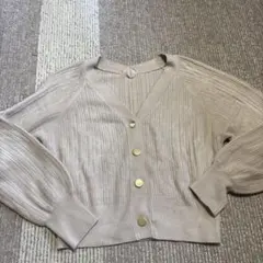 ベージュ Vネック ニットカーディガン