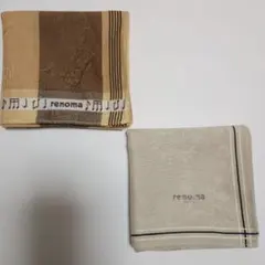 renoma サックス柄＆花柄ハンカチ 約45cm 中古