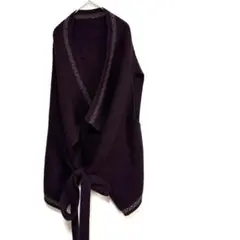 【極美品】レリアン　カシミヤブレンド　リボン付きダークブラウンケープ　265