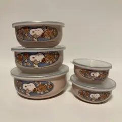 スヌーピー ビンテージ 食器 皿 タッパー ボウル レトロ ホーロースタッキングのサムネイル