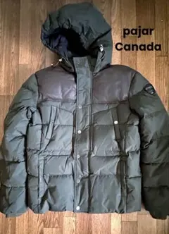 Pajar Canada フード付き肩レザーダウンジャケット