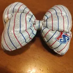 ヤクルトスワローズリボン型ヘアアクセサリー ストライプ