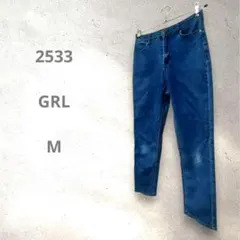 GRL 濃い青 ストレートデニム ハイウエスト ハイウエスト 脚長効果 可愛いM