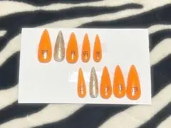 #6【現品】ネイルチップ オレンジネイル ロングネイル ギャルネイル 派手