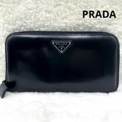美品 プラダ PRADA 長財布 三角ロゴ ラウンドファスナー ブラック