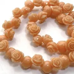 cs320/SALE！人工石◇バラ　サーモンオレンジ　約12mm 1連