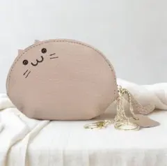 本革 小銭入れ キーケース レディース ミニ財布 かわいい 動物 猫 グレー