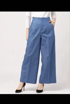 日本製 ワイドパンツ サイズ38 青