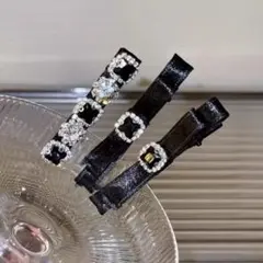 【新品未使用】ブラックサテンヘアピン3個セット