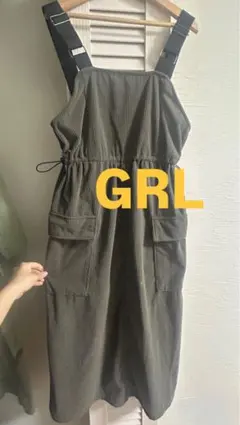 GRL コーデュロイサロペット オリーブ