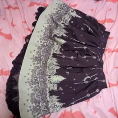 axes femme 雪の街並み柄スカート ボルドー Mサイズのサムネイル