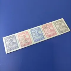 4068 外国切手 インドネシア 1954年 メラピ火山の噴火 5種使用済