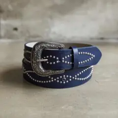 ウエスタンベルト y2k リベット ブルー 青 古着 アメカジ wb3-3