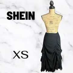 美品✨【SHEIN】ティアードスカート　ウエストゴム　さらさら　ブラック　XSのサムネイル