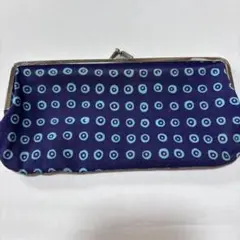 marimekko がま口ポーチ ネイビー×ライトブルーのサムネイル
