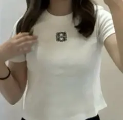 moment＋ ワンポイント刺繍半袖チビTシャツのサムネイル