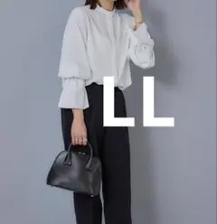 LL しまむら　田中里奈　mysa フリル袖　長袖　ブラウス　白　最安値　可愛い