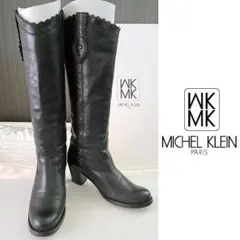 ＭＫミッシェルクラン パンチレース付きウエスタン風レザーブーツ２３.５黒本革