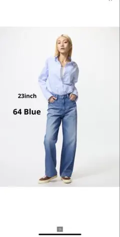 UNIQLO ワイドストレートジーンズ ブルー　標準丈
